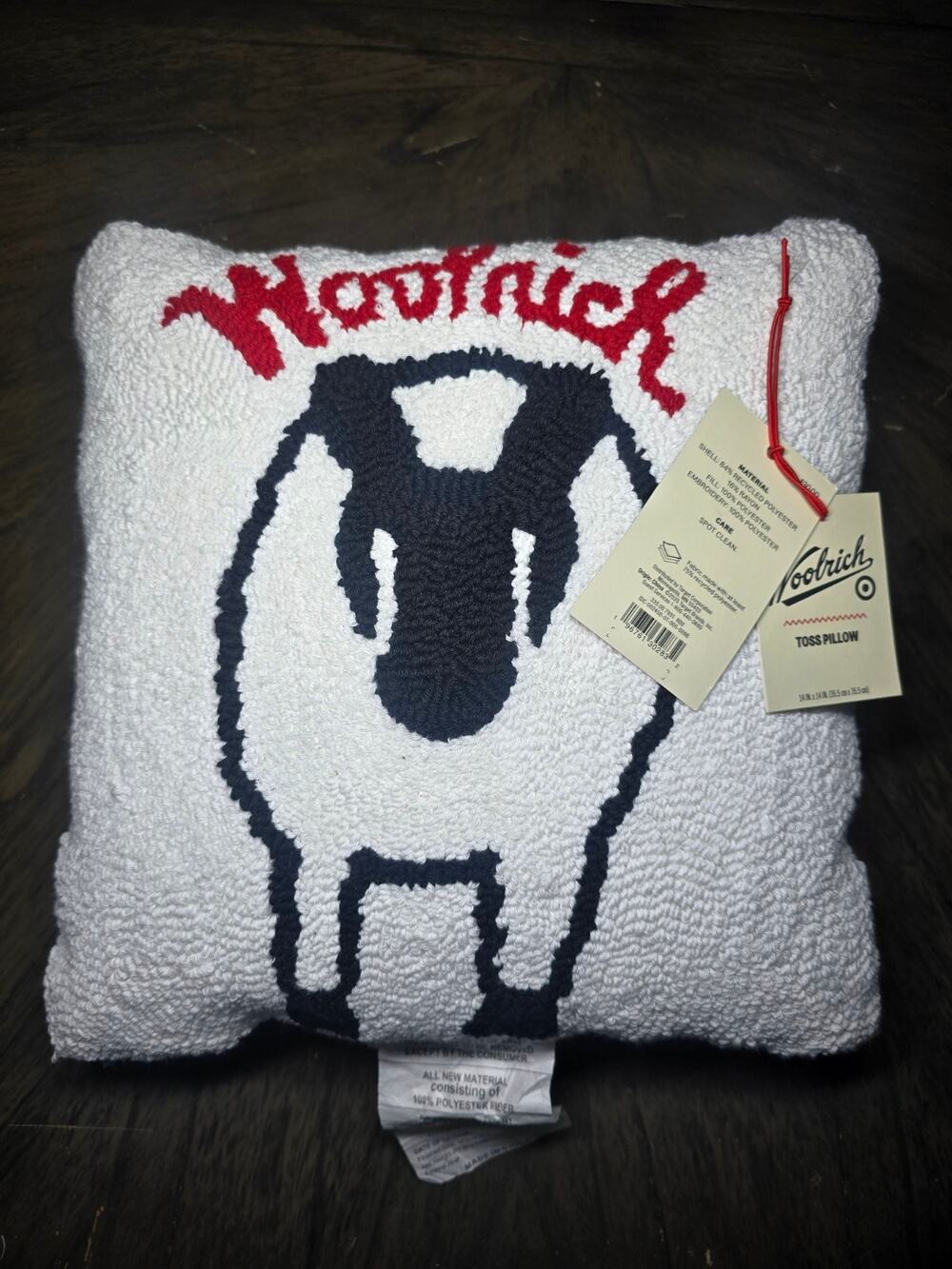 Woolrich Novelty Sheep Hooked Accent Toss Pillow Farmhouse Decor